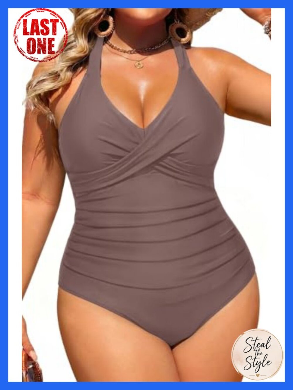 Plus Size One Piece Swimsuit Tummy Control Full Coverage Bathing Suit